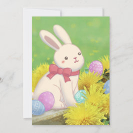 Invitación Conejo de Pascua, Ilustracion de Huevos de Pascua 