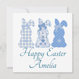Invitación Conejo de Pascua Personalizado Coquette Blue White