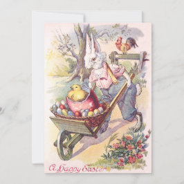 Invitación Conejo de Pascua Pollo Huevo Coloreado
