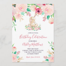 Invitación Conejo de Pascua Primer cumpleaños, un conejito