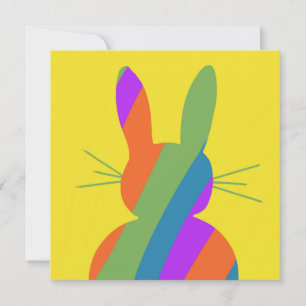 Invitación Conejo de Pascua rayado con arco iris