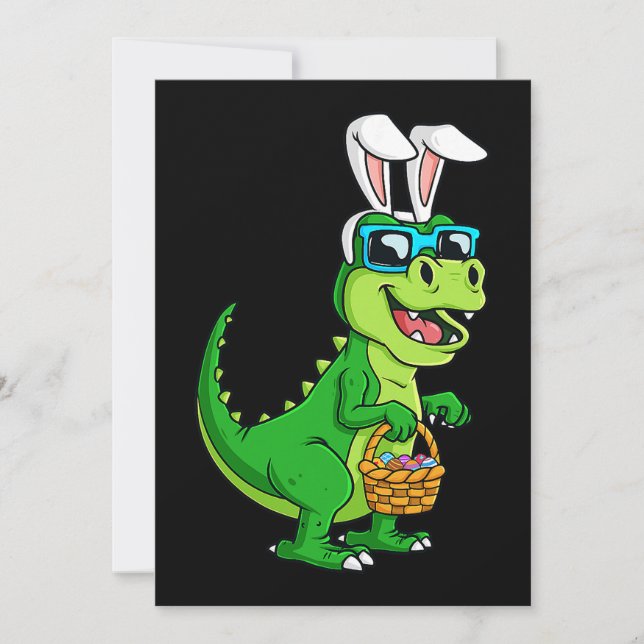 Invitación Conejo de Pascua T Rex con Dinosaurio Funny de la  (Anverso)