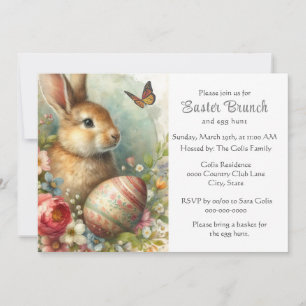 Invitación Conejo de Pascua Vintage Brunch Festivo