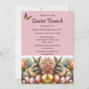 Invitación Conejo de Pascua y búsqueda de huevos festivos