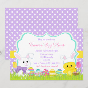 Invitación Conejo de Pascua y caza de huevos de pascua de pol