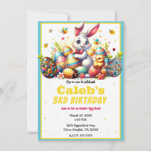 Invitación Conejo de Pascua y Huevos Fiesta de Cumpleaños