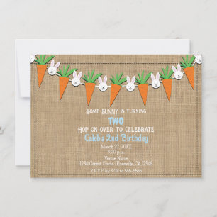 Invitación Conejo de Pascua y zanahorias Guirnalda Fiesta de 