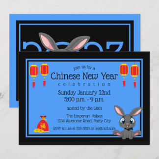 Invitación Conejo de Personalizados de Año Nuevo Chino 2023