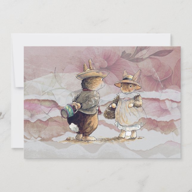 Invitación conejo de peter de papel roto (Anverso)