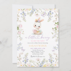 Invitación Conejo de primavera editable ducha de bebé niña 