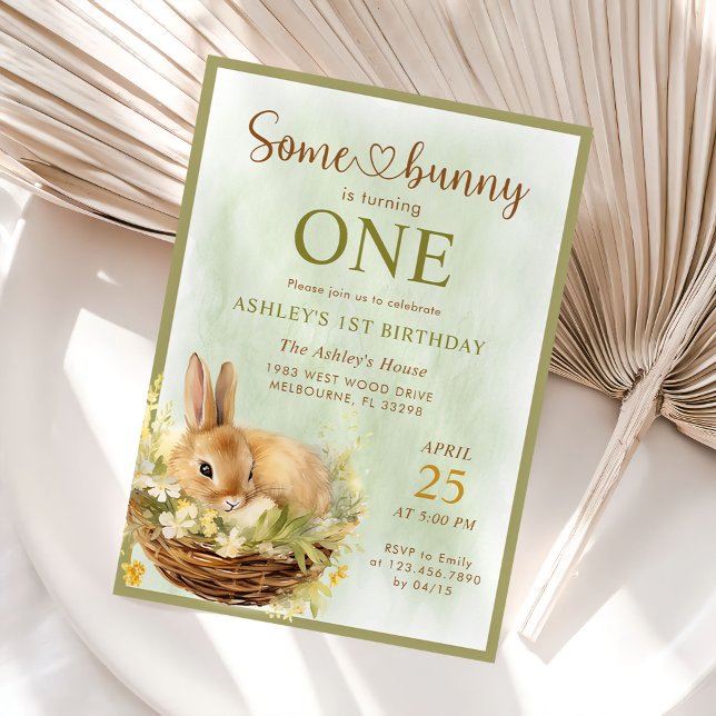 Invitación Conejo de Primavera Floral Conejo de un conejo pri (Subido por el creador)