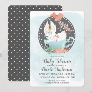 Invitación Conejo de taza de té acuarela Baby Shower