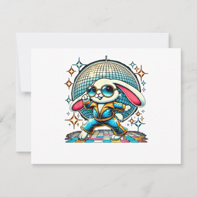 Invitación Conejo Disco Estético (Anverso)