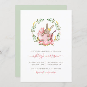 Invitación Conejo durmiente en la ducha bebé buggy