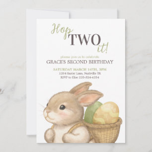 Invitación Conejo editable Hop Two It Pascua cumpleaños 2