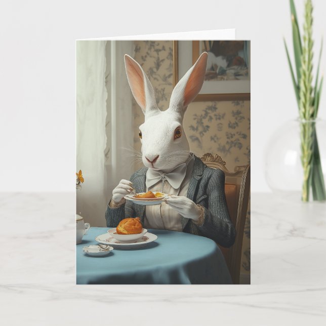 Invitación Conejo elegante a la hora del té (Anverso)
