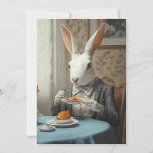 Invitación Conejo elegante a la hora del té