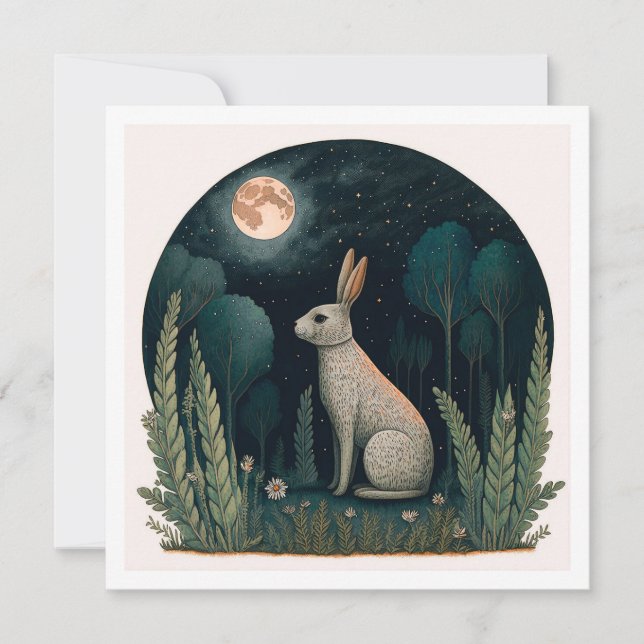 Invitación Conejo feliz a la luz de la luna (Anverso)