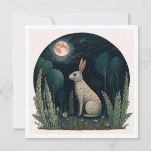 Invitación Conejo Feliz bajo la Luz de la Luna