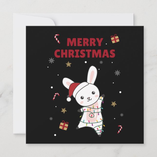 Invitación Conejo Feliz Navidad Animales de Invierno Conejos  (Anverso)