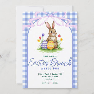 Invitación Conejo Floral Azul Cinta de Cuadros Aquarela Pascu