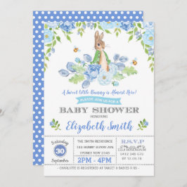 Invitación Conejo Floral Azul Conejo Fabuloso Baby Shower Woo