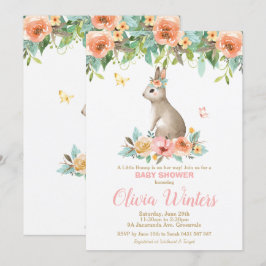 Invitación Conejo Floral Conejo Baby Shower Woodland Baby Gir