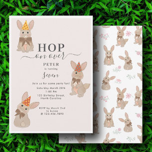 Invitación Conejo Floral Coquette Ven a Celebrar Cumpleaños