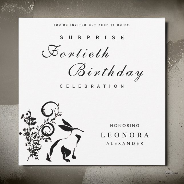 Invitación Conejo floral moderno CUALQUIER fiesta de cumpleañ (Subido por el creador)