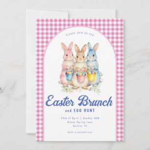 Invitación Conejo Floral Rosa Acuarela Cuadros Pascua