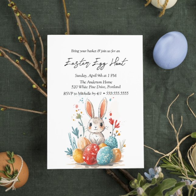 Invitación Conejo floral y caza de huevos de pascua (Subido por el creador)