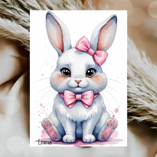 Invitación Conejo lindo con cumpleaños de arco rosa