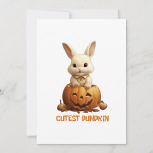 Invitación Conejo lindo en calabaza - Conejo otoñal adorable