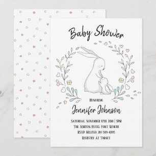 Invitación Conejo lindo mamá y Baby Shower