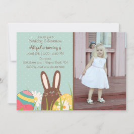 Invitación Conejo lindo y Huevos de Pascua Foto Cumpleaños