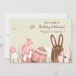 Invitación Conejo lindo y Huevos de Pascua Invitan a Chicas ~