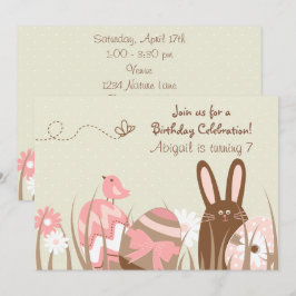 Invitación Conejo lindo y Huevos de Pascua Invitan a Chicas ~
