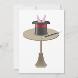 Invitación Conejo Mágico en Sombrero con Varita