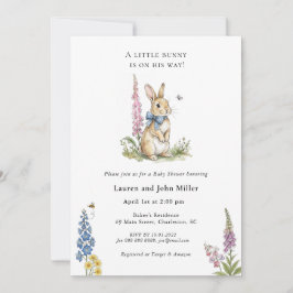 Invitación Conejo pequeño en camino Baby shower de niño
