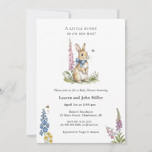 Invitación Conejo pequeño en camino Baby shower de niño 