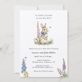 Invitación Conejo pequeño en camino Baby shower de niño 