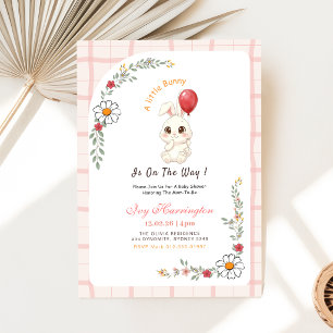 Invitación Conejo Pequeño en Camino Fiesta de Bebé Floral