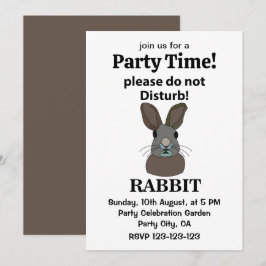 Invitación Conejo Por Favor No Molestar Conejo Divertido