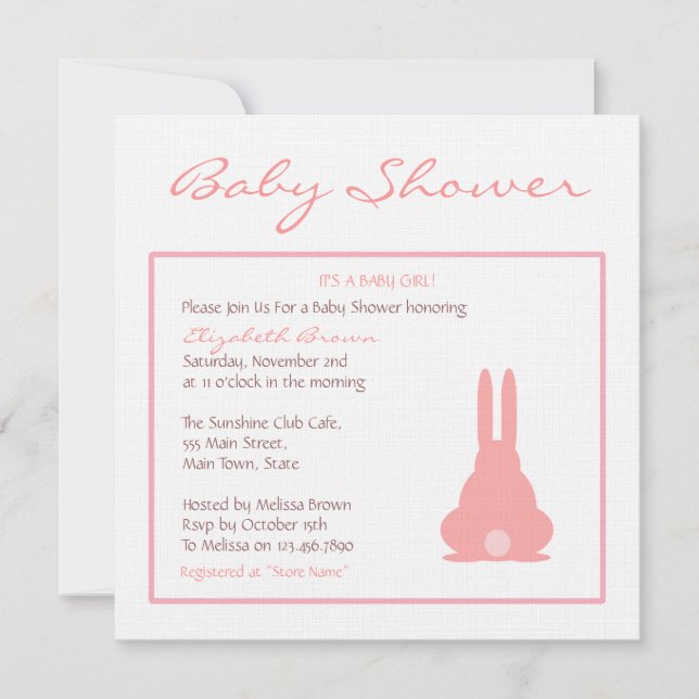 Invitación Conejo rosa (Anverso)