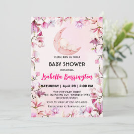 Invitación Conejo rosa Cute dulce flor de ensueño bebé ducha