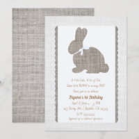 Conejo Rústico de Pascua en Arpillera Gris Blanca 