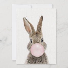Invitación Conejo soplando chicle rosa