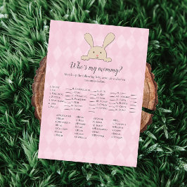 Invitación Conejo Tan Bunny Rosa Juego Quién es Mi Mamá