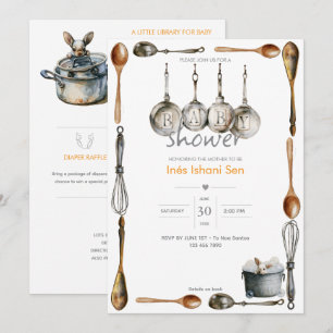 Invitación Conejo travieso en la cocina 🐇 Shower de bebé