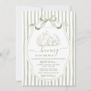 Invitación Conejo Verde Salvia Cumpleaños de Pascua de Primav